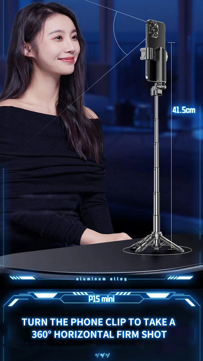 Mini Bluetooth Tripod Selfie Stick | Telescopic Aluminium Phone Holder, Portable & Foldable, Universal Compatibility for iPhone Samsung