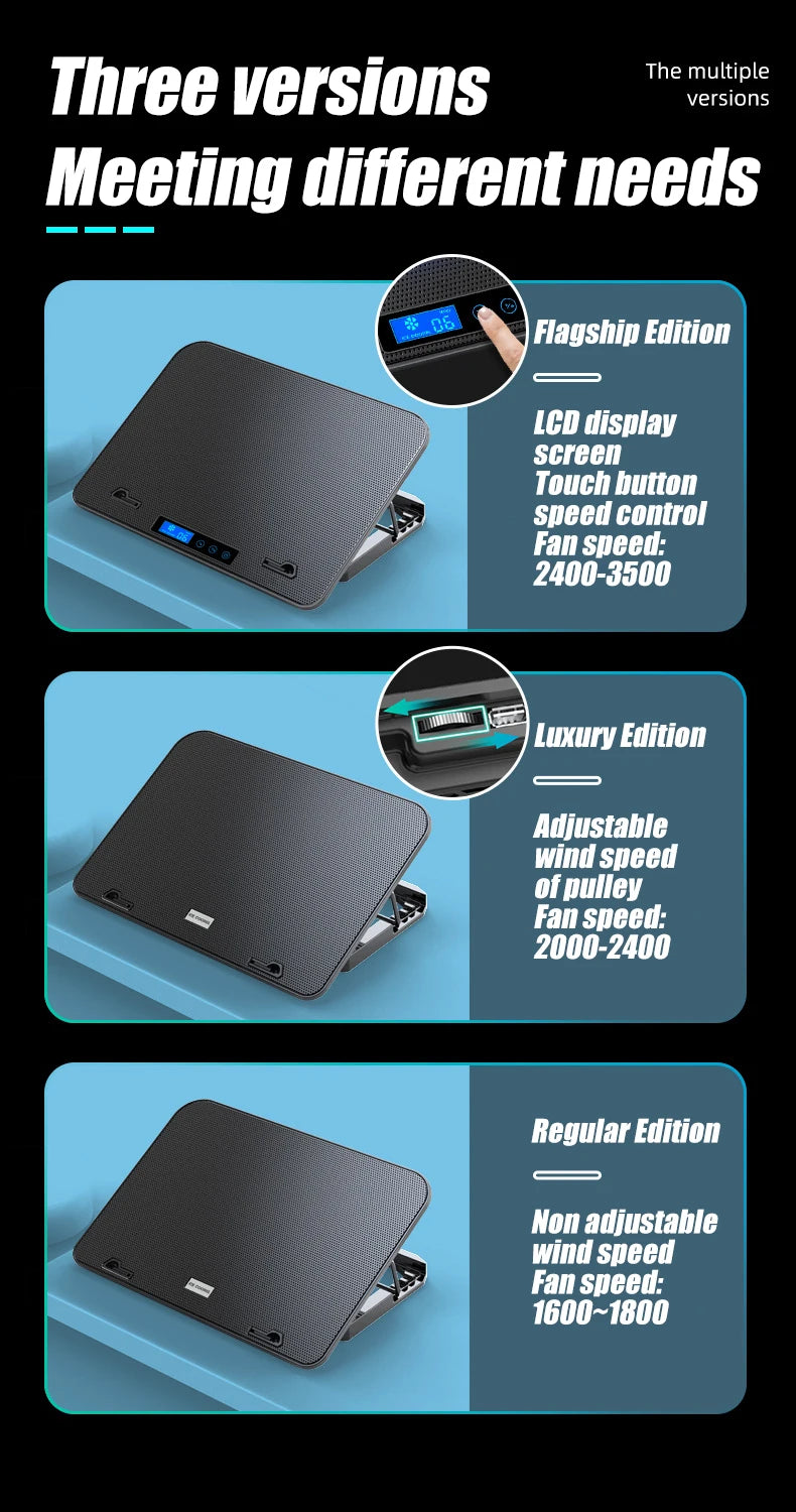 COOLCOLD A9 Gaming RGB Laptop Cooler - 6 Fan LED Light Stand with 2 USB Ports for 13-18" Laptops & MacBooks