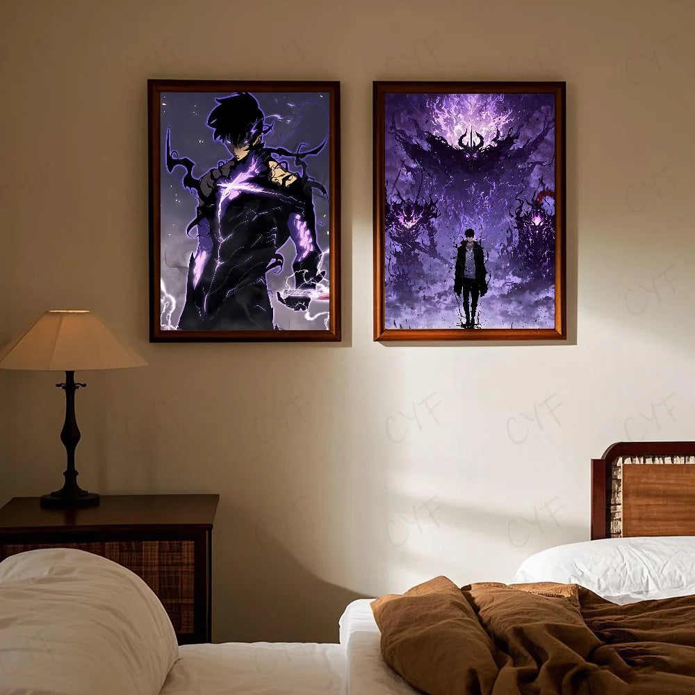 Stunning Solo Leveling Anime Poster HD Art – Waterproof Sticky Wall Décor for Your Living Room
