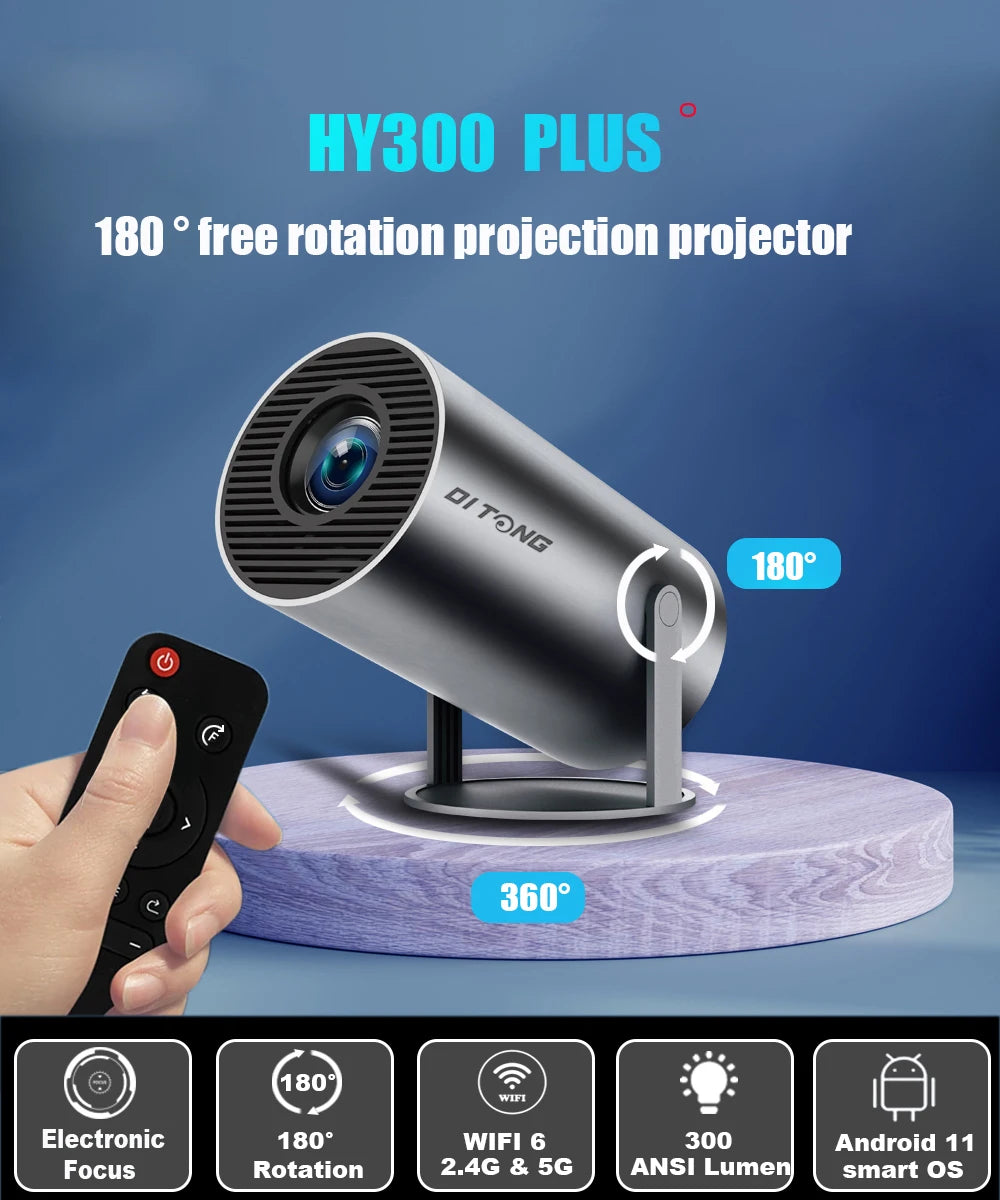 DITONG hy300 pro new Projector 4K Android Wifi 1080P 1280*720P HD Home Cinema Outdoor portable Video movies led mini Projetor