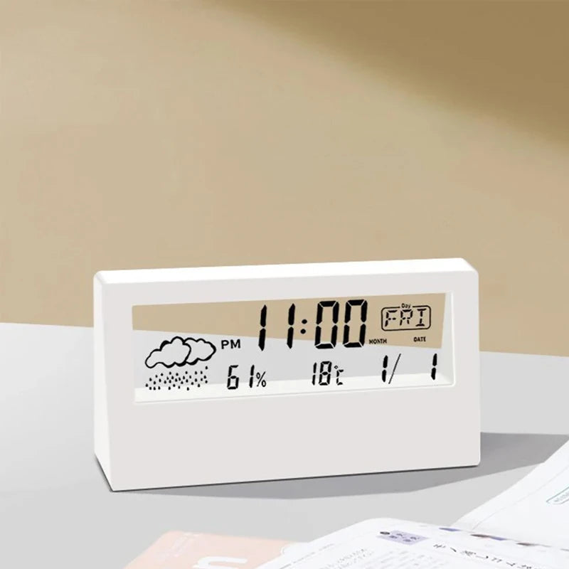 Electronic Clock Temperature Humidity Meter Weather Station for Home With Alarm LED Thermometer Thermo-Hygrometer Multifunction