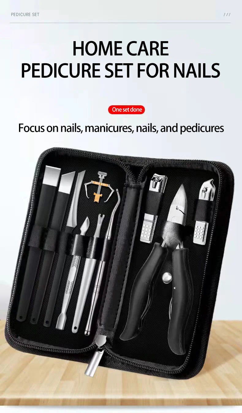 Professional 12-Piece Nail Care Set | Eagle Nose Pliers & Dead Skin Scissors for Paronychia, Thick Nails & Manicure