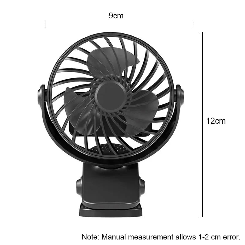 Rechargeable Portable Electric Fan 720° Rotating Hanging Clip Fan