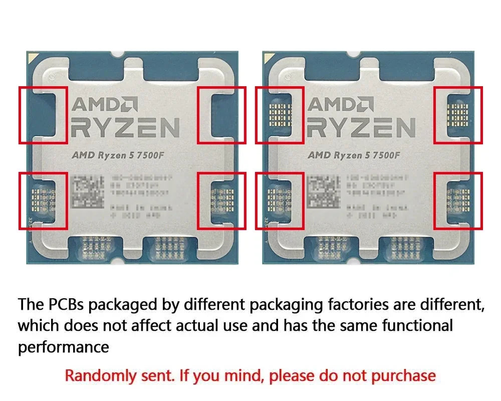 New AMD Ryzen 5 7500F 3.7GHz 6-Core 12-Thread L3=32M Processor 65W R5 7500F Socket AM5 5NM DDR5 New but without cooler