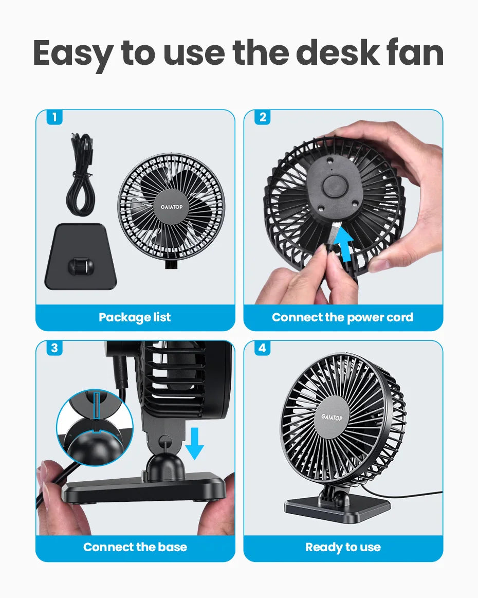 GAIATOP Mini USB Desktop Fan - Portable Cooling for Home & Office 🌬️✨