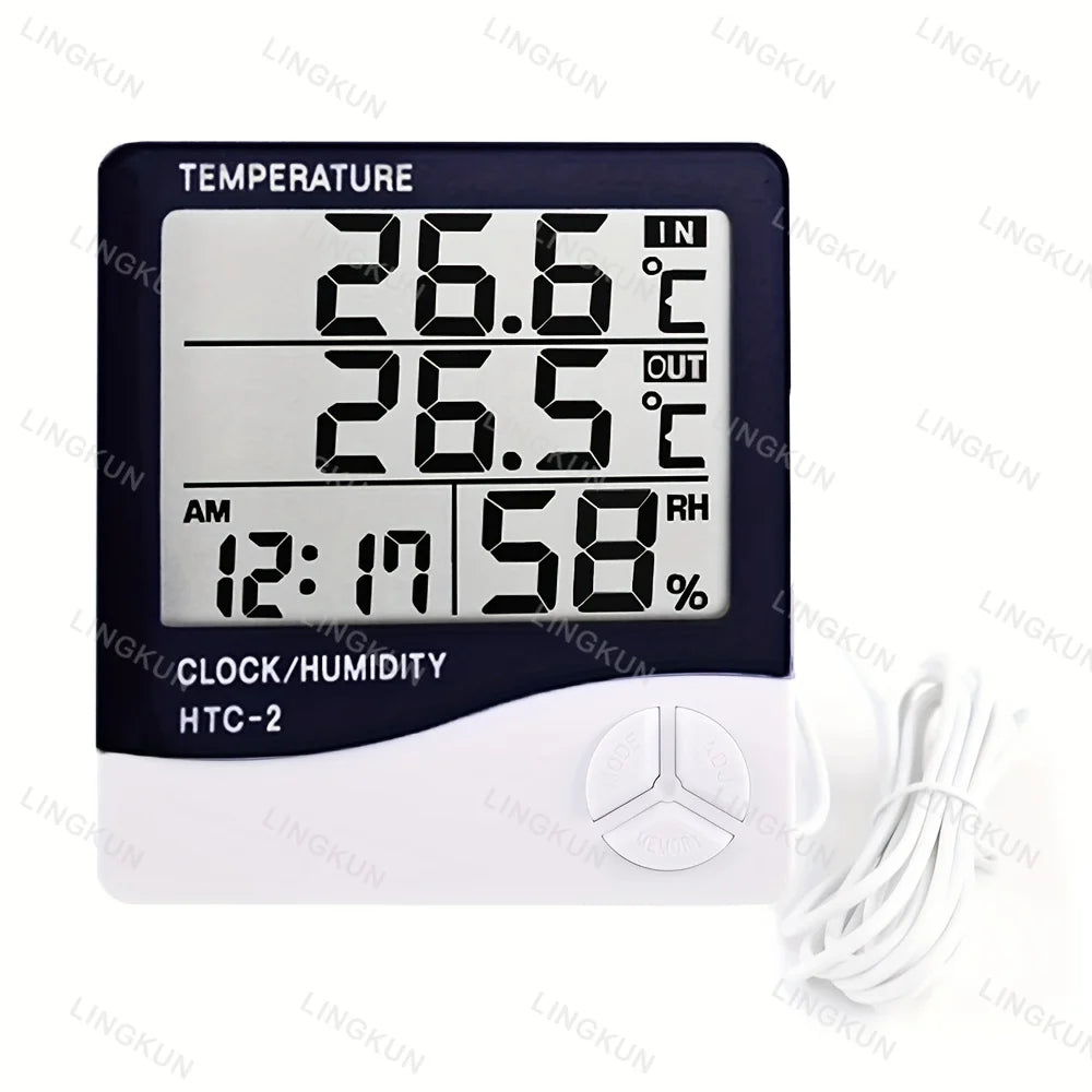 Electronic Clock Temperature Humidity Meter Weather Station for Home With Alarm LED Thermometer Thermo-Hygrometer Multifunction