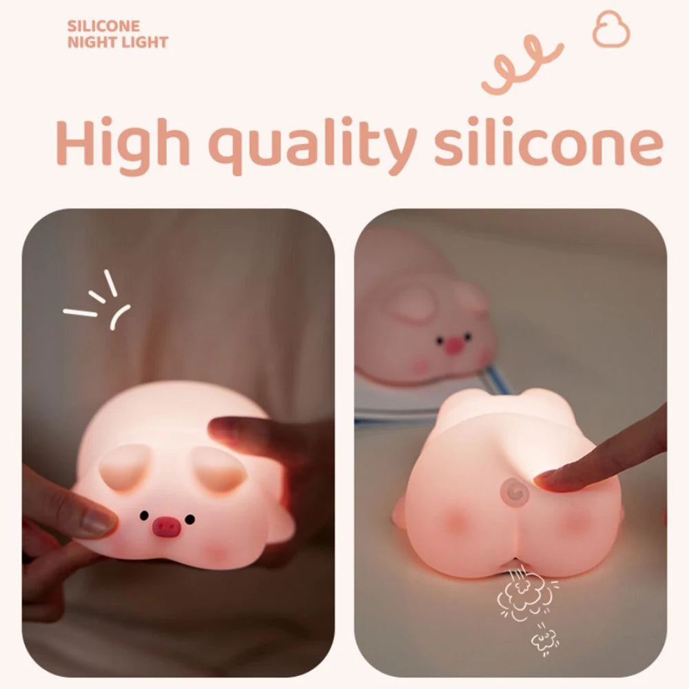 Kawaii Lion Night Light Rechargeable 3 Level Dimmable Silicone Sleeping Light