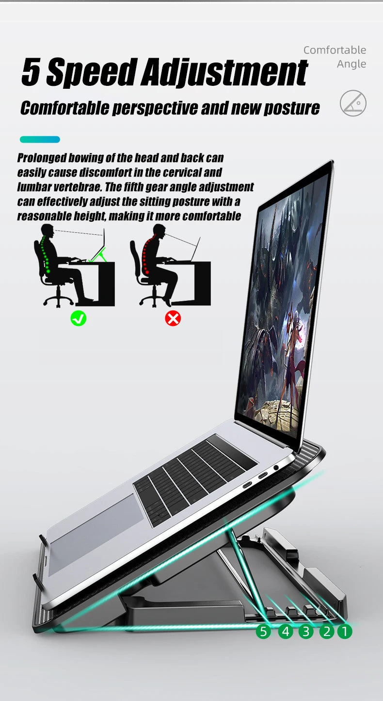 COOLCOLD A9 Gaming RGB Laptop Cooler - 6 Fan LED Light Stand with 2 USB Ports for 13-18" Laptops & MacBooks