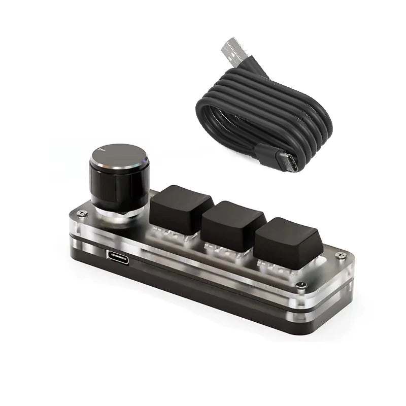 RGB Macro Keypad | 3-Key Hot Swap Mechanical Keypad with Knob, OUTEMU Red Switches, Custom Macro Programming for Photoshop & Multimedia