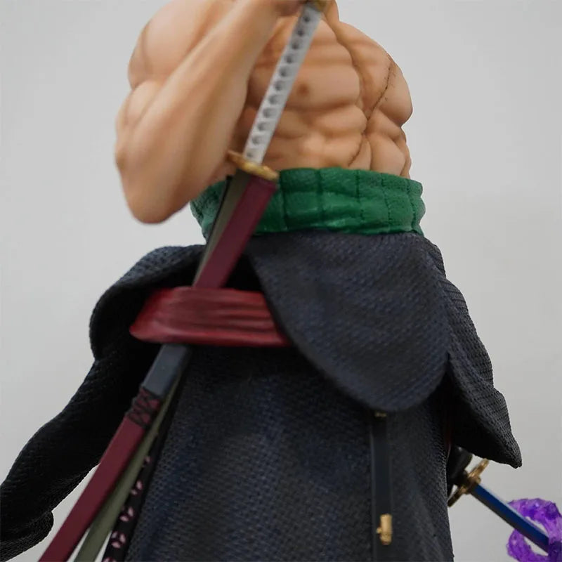 50cm Anime One Piece Carrying Knife Roronoa Zoro 5 Interchangeable Heads Statue Model Figure Collectible Ornament Toys Gift