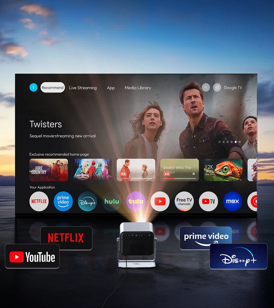 VEVSHAO V80 4K Projector Full HD1080P 2200 Anis Lumens Android 11.0 WiFi 6 Video Home Movie Theater Projectors with Base Stand