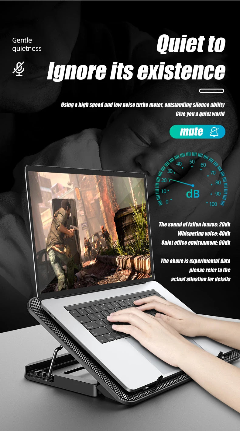 COOLCOLD A9 Gaming RGB Laptop Cooler - 6 Fan LED Light Stand with 2 USB Ports for 13-18" Laptops & MacBooks