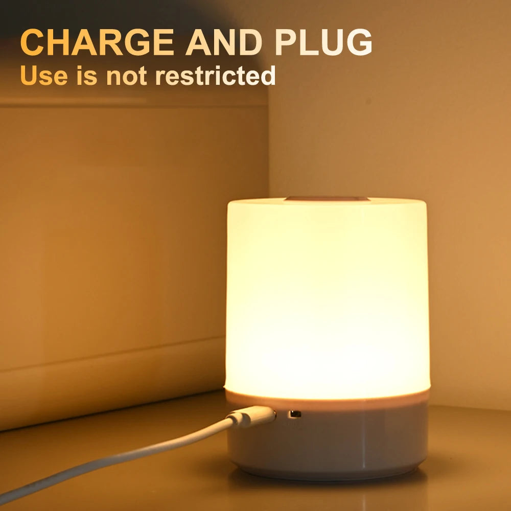 Touch Night Lamp - 3 Modes Dimmable Bedside Light with USB Charging 🌟✨