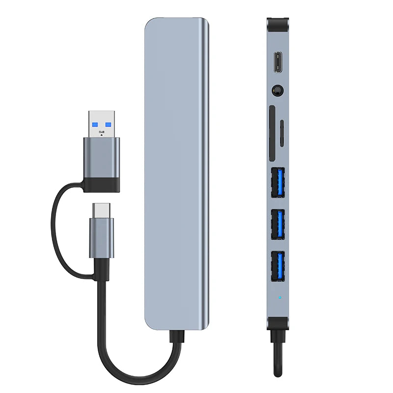 USB 3.0 Type-C Adapter Docking Station - Multi-Hub Splitter with USB 2.0, TF/SD Card Reader & Audio for MacBook Pro