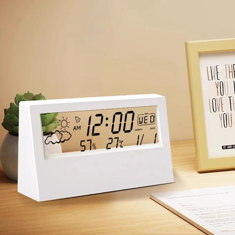 Electronic Clock Temperature Humidity Meter Weather Station for Home With Alarm LED Thermometer Thermo-Hygrometer Multifunction