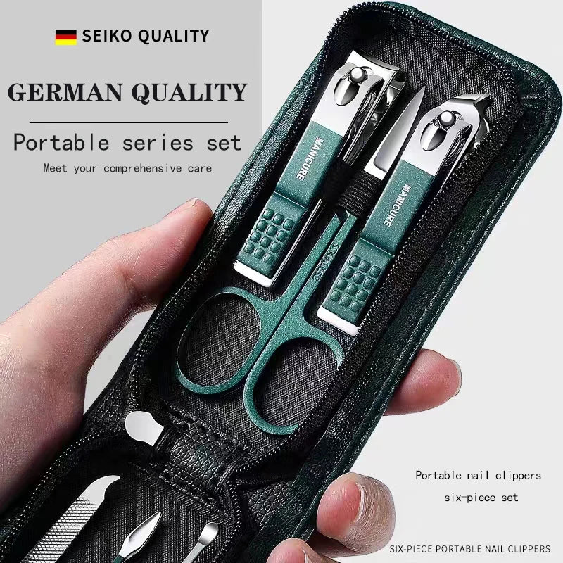 6-Piece Nail Clipper Set | Professional Stainless Steel Manicure Set for Finger & Toe, Portable Travel Case