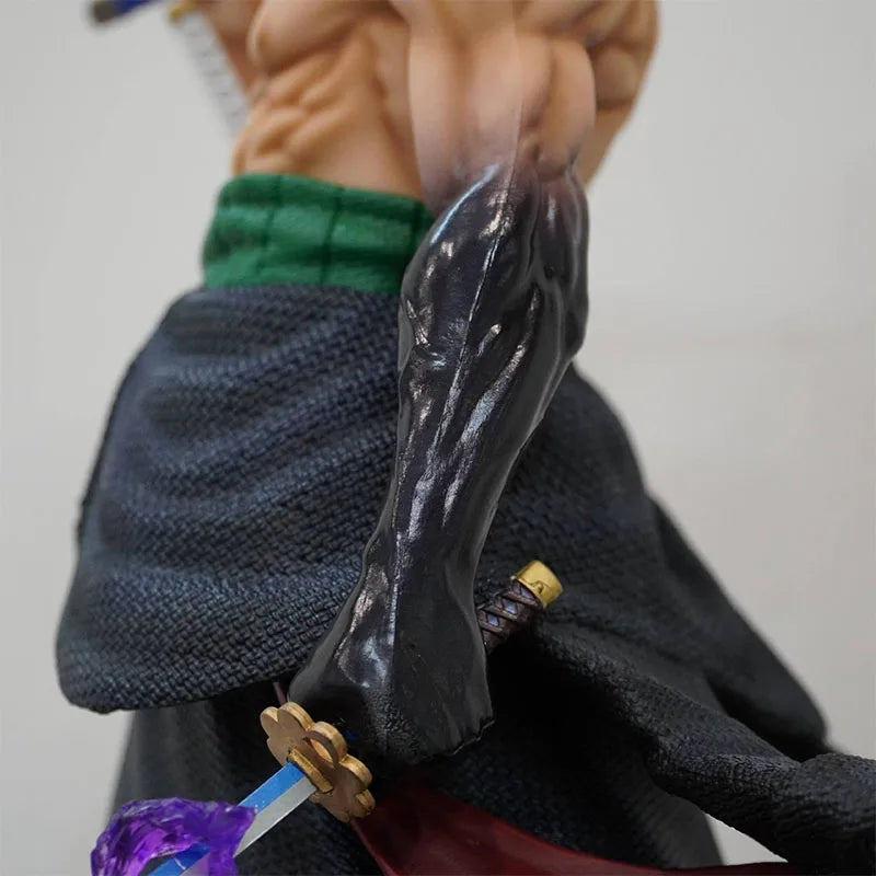 50cm Anime One Piece Carrying Knife Roronoa Zoro 5 Interchangeable Heads Statue Model Figure Collectible Ornament Toys Gift