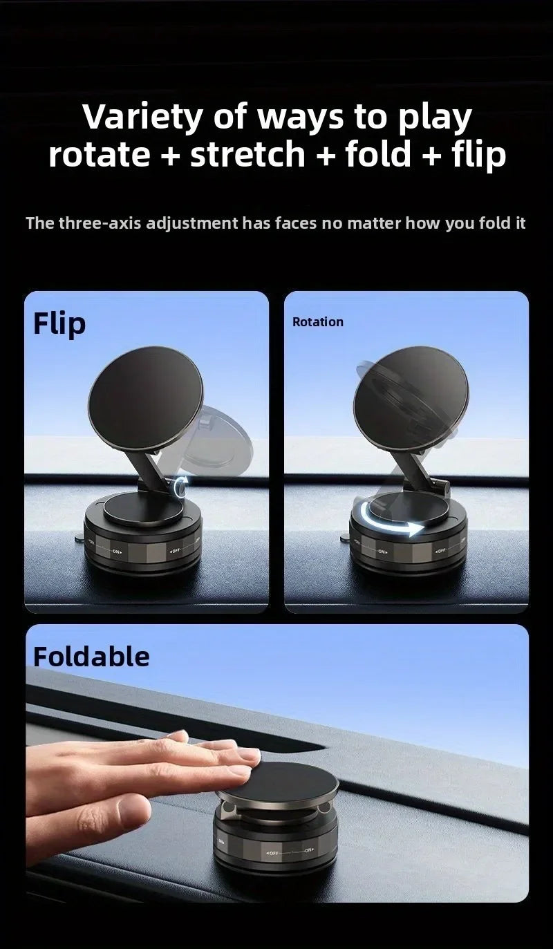 Lightweight Magnetic Car Phone Stand - Vacuum Suction Rotating Holder 📱✨