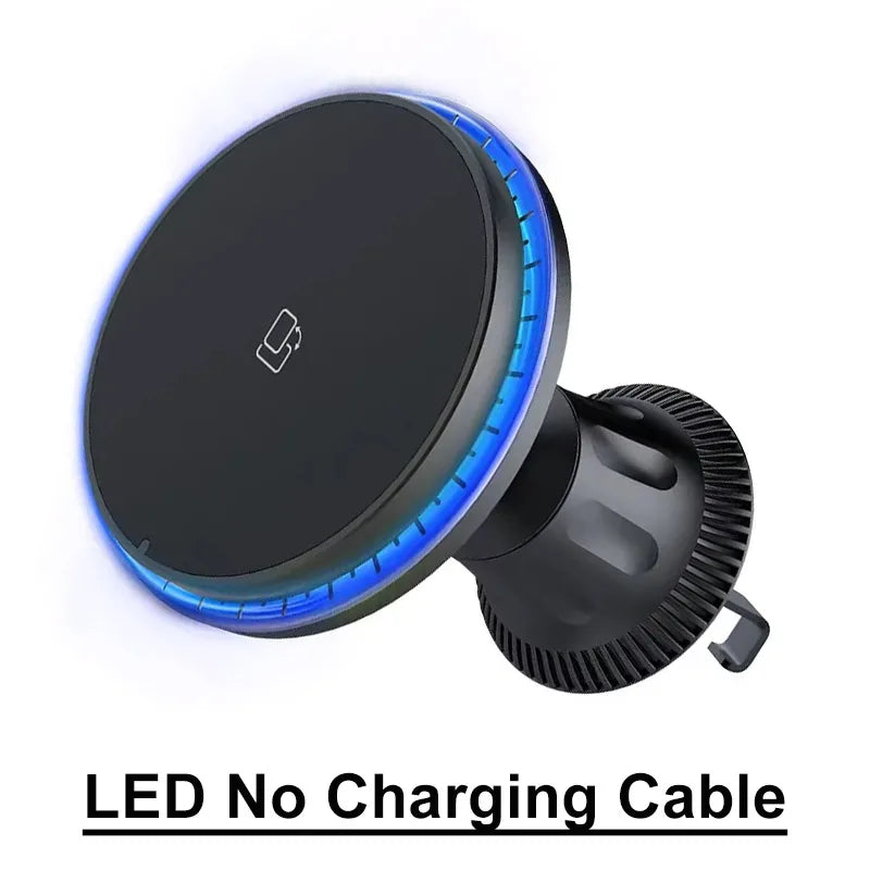 30W Magnetic Car Wireless Charger RGB for iPhone 12-15 Pro Max MagSafe Car Phone Holder