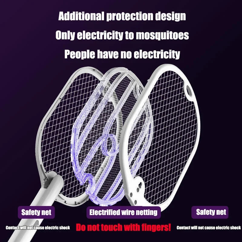 3000V Mosquito Swatter | 3-in-1 Electric Mosquito Killer — Handheld, Wall Mount & Desktop Lamp with TYPE-C Charging