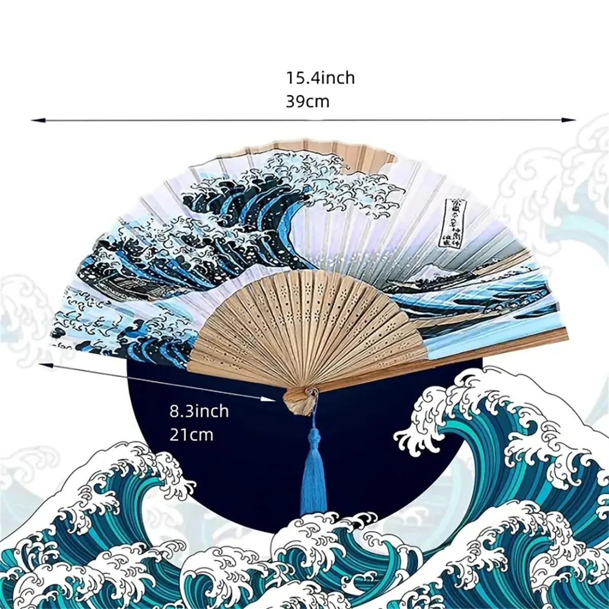 Vintage Wave Fan - Portable Folding Pocket Fan for Weddings & Performances 🎎✨