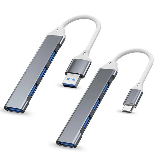 4-Port USB 3.0 Hub – High-Speed Type-C Splitter, 5Gbps Multiport Hub with 4 USB 3.0 & 2.0 Ports for PC Computer Accessories