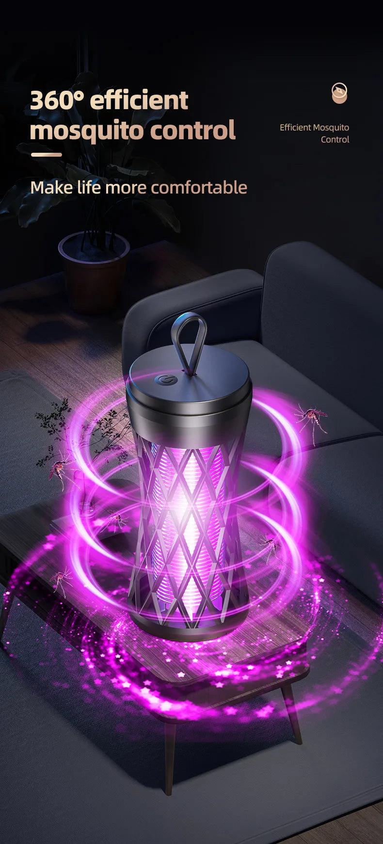 Electric Shock Mosquito Killer Lamp Outdoor Atmosphere Light Mosquito Repellent Safe Efficient Home Mosquito Zapper Household