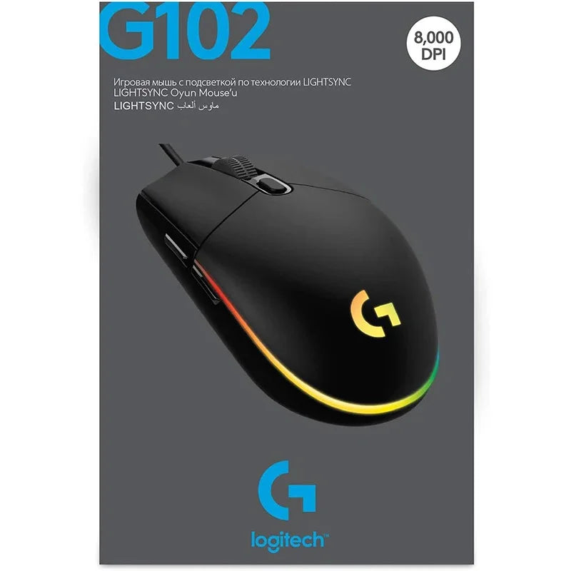 Logitech G102 Gaming Mouse - 8000 DPI USB Wired with Rainbow RGB 🌈✨