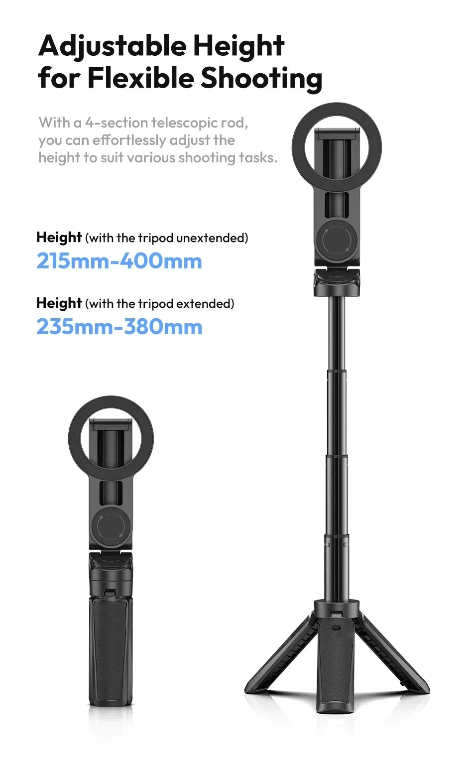 Magnetic Phone Tripod - Wireless Grip Selfie Stick for iPhone &amp; Samsung 📱✨