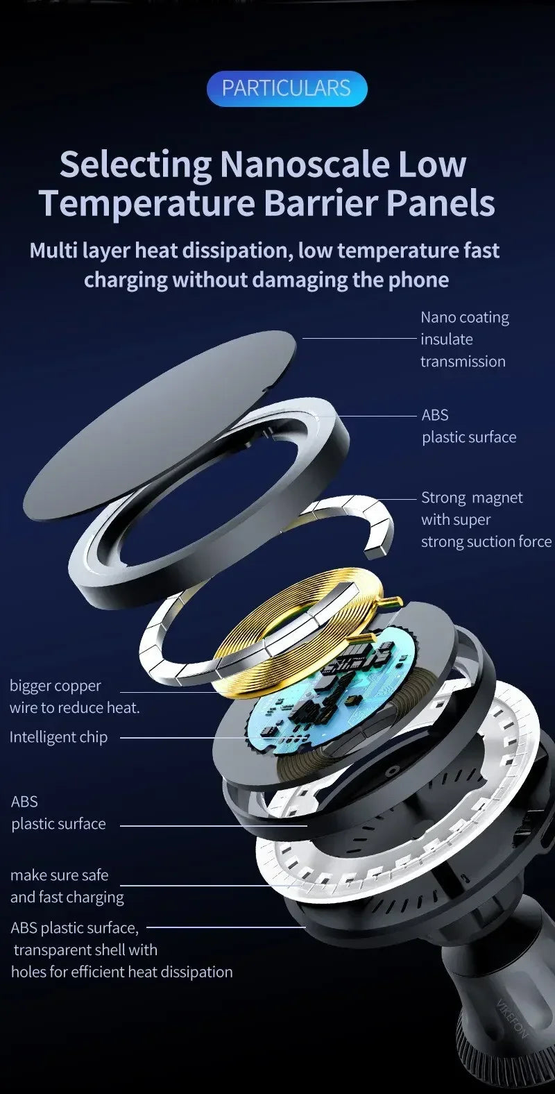 30W Magnetic Car Wireless Charger RGB for iPhone 12-15 Pro Max MagSafe Car Phone Holder