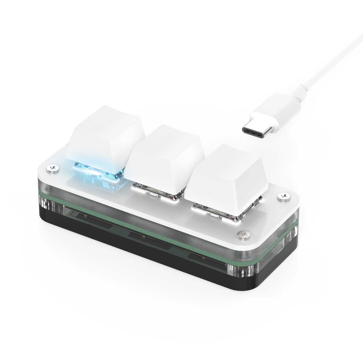 RGB Macro Keypad | 3-Key Hot Swap Mechanical Keypad with Knob, OUTEMU Red Switches, Custom Macro Programming for Photoshop & Multimedia