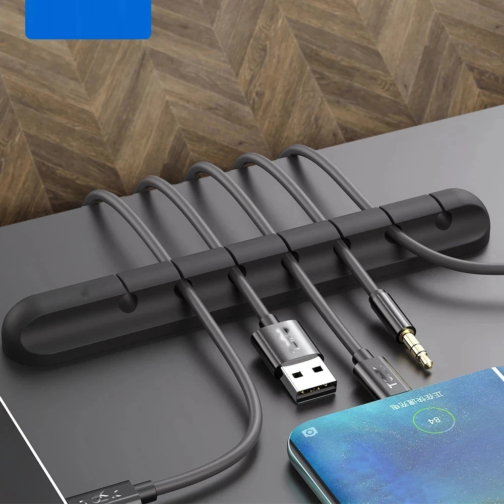 L16 Silicone USB Cable Organizer – Premium Desktop Tidy Management Clips Holder for Mouse & Headphone Wires