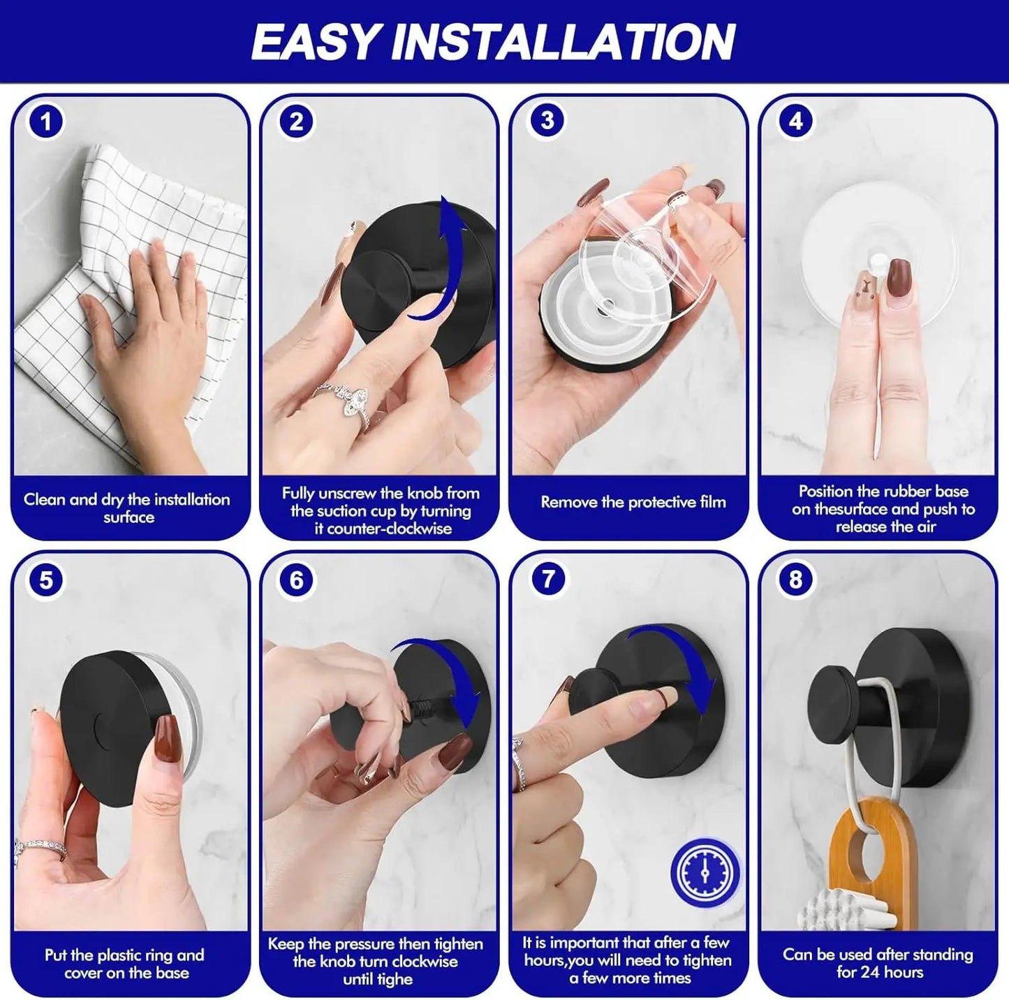 Strong Suction Cup Hook | Vacuum Lock Towel Holder, Waterproof & Reusable PP, No Drilling Required