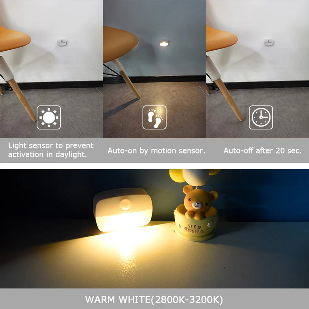 Motion Sensor LED Night Light - Auto ON/OFF Wireless Lamp for Home Lighting 🚶✨