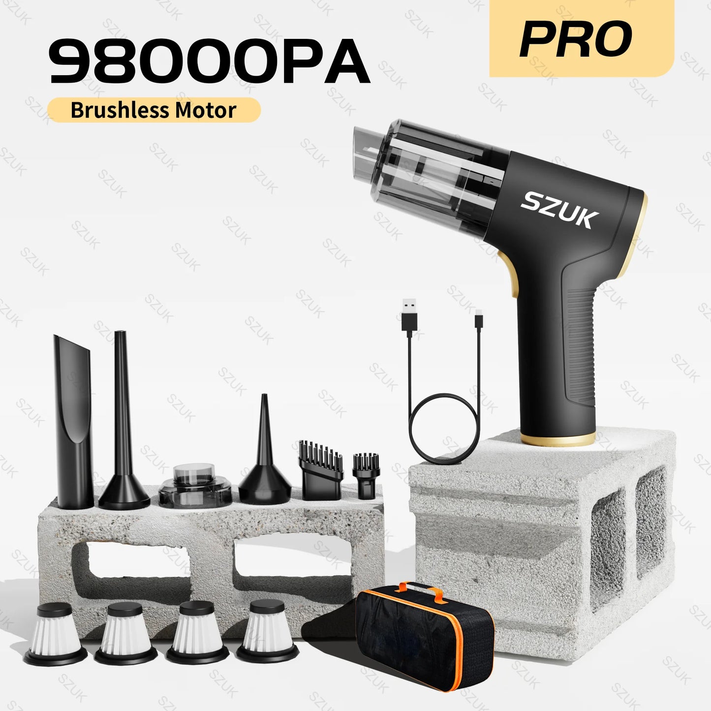 SZUK 98000PA Car Vacuum Cleaner - Mini Powerful Handheld Cleaner for Car & Home 🚗✨