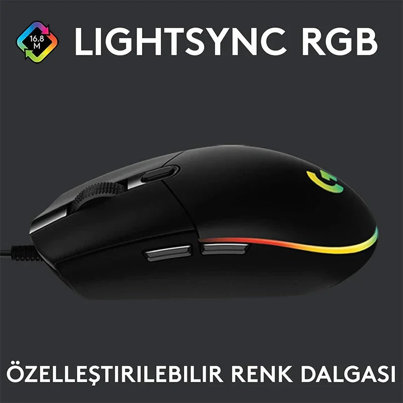 Logitech G102 Gaming Mouse - 8000 DPI USB Wired with Rainbow RGB 🌈✨