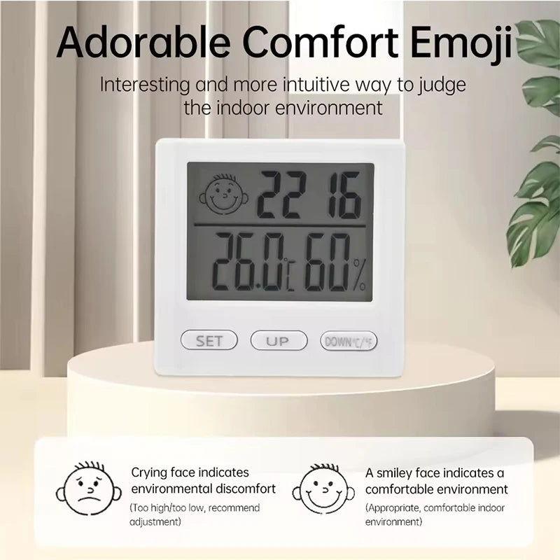 Electronic Clock Temperature Humidity Meter Weather Station for Home With Alarm LED Thermometer Thermo-Hygrometer Multifunction