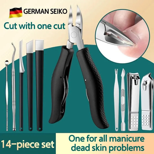 Professional 12-Piece Nail Care Set | Eagle Nose Pliers & Dead Skin Scissors for Paronychia, Thick Nails & Manicure