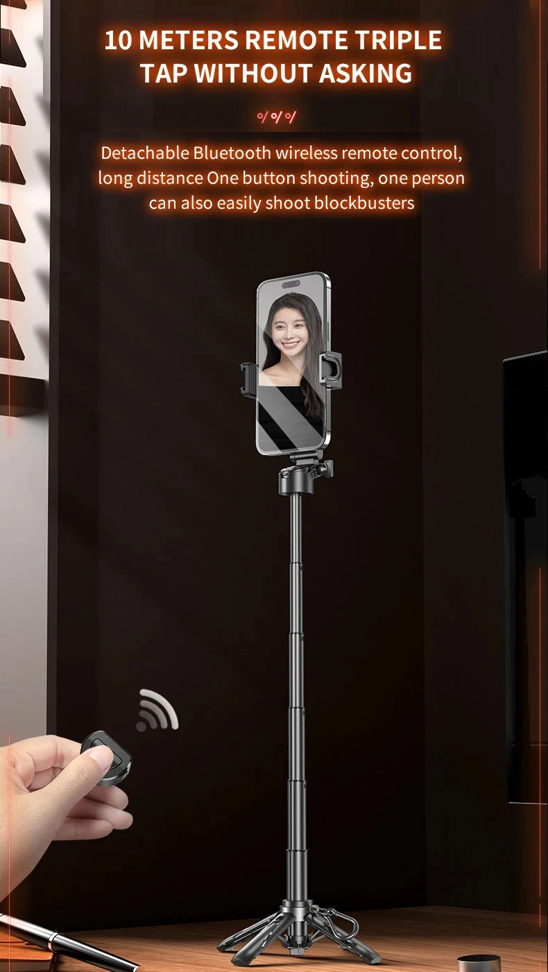 Mini Bluetooth Tripod Selfie Stick | Telescopic Aluminium Phone Holder, Portable & Foldable, Universal Compatibility for iPhone Samsung