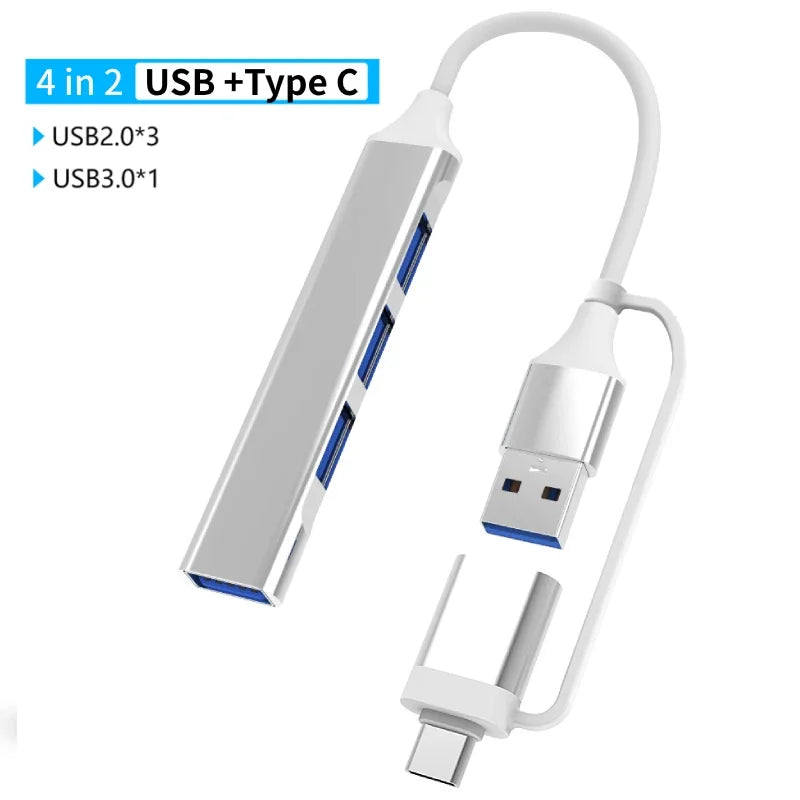 USB 3.0 Type-C Adapter Docking Station - Multi-Hub Splitter with USB 2.0, TF/SD Card Reader & Audio for MacBook Pro